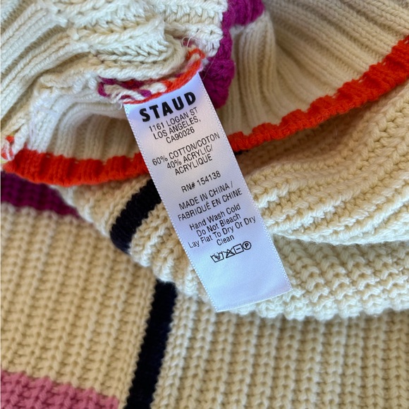 NEW STAUD Hampton Sweater - Cream Rainbow Multi - Picture 12 of 13